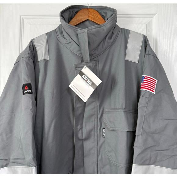 Crude FR Flame Resistant RPS New Men's Gray Insulated Work Jacket Size Large - Picture 4 of 16